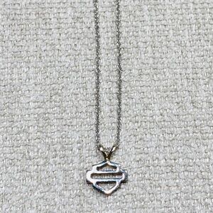 10K White Gold Harley Davidson Necklace